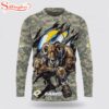 Custom Name And Number NFL Los Angeles Rams Camo Mascot 3D Sweatshirt Gift For Fans