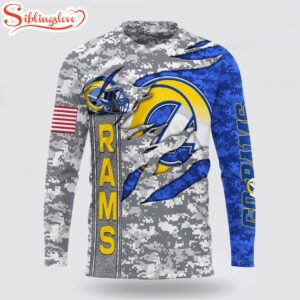 Custom Name And Number NFL Los Angeles Rams Camo US All Over Print SweatShirt