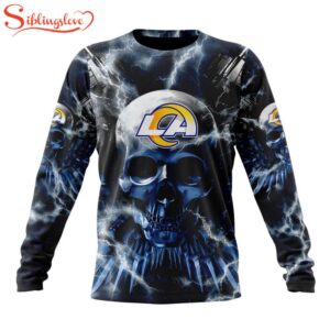 Custom Name And Number NFL Los Angeles Rams Expendables Skull Halloween 3D Sweatshirt