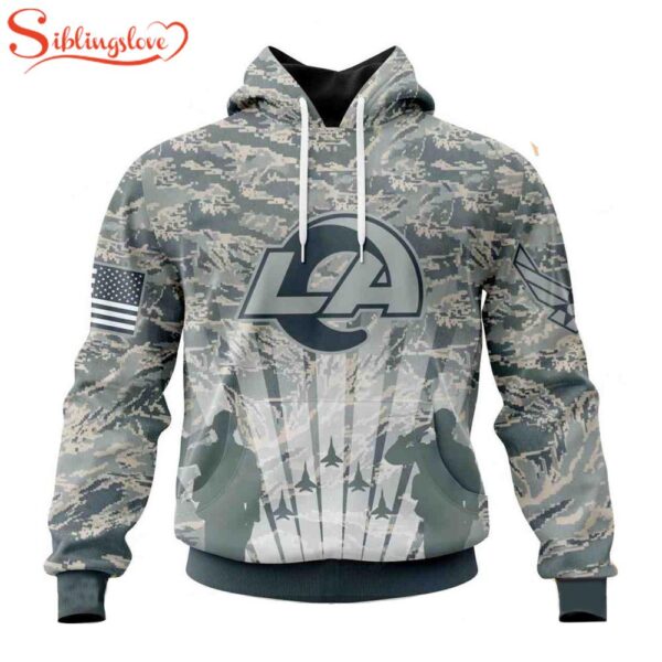 Custom Name And Number NFL Los Angeles Rams Honor US Air Force Veterans 3D Hoodie Shirt