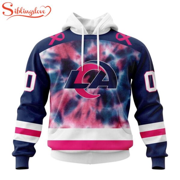 Custom Name And Number NFL Los Angeles Rams Pink Fight Breast Cancer Hoodie