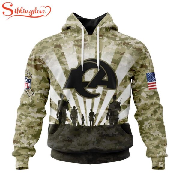 Custom Name And Number NFL Los Angeles Rams Salute To Service Honor Veterans Hoodie