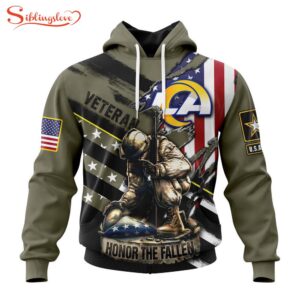 Custom Name And Number NFL Los Angeles Rams Veterans Honor The Fallen 3D Hoodie Shirt