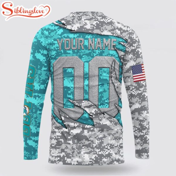 Custom Name And Number NFL Miami Dolphins Camo US 3D Sweatshirt Gift For Fans