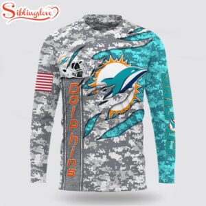 Custom Name And Number NFL Miami Dolphins Camo US All Over Print SweatShirt