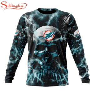 Custom Name And Number NFL Miami Dolphins Expendables Skull Halloween 3D Sweatshirt