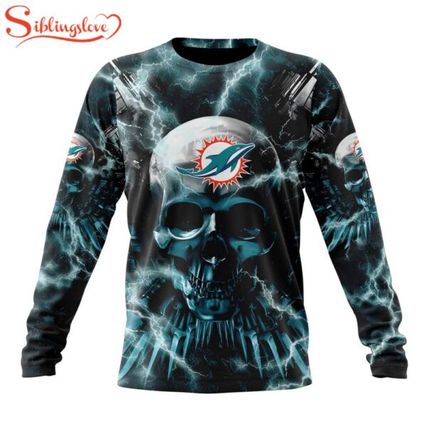 Custom Name And Number NFL Miami Dolphins Expendables Skull Halloween 3D Sweatshirt