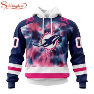 Custom Name And Number NFL Miami Dolphins Pink Fight Breast Cancer Hoodie