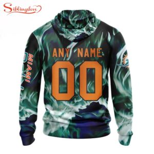 Custom Name And Number NFL Miami Dolphins Skull Happy Halloween 3D Hoodie Shirt