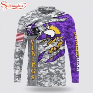 Custom Name And Number NFL Minnesota Vikings Camo US All Over Print SweatShirt