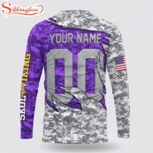 Custom Name And Number NFL Minnesota Vikings Camo US All Over Print SweatShirt