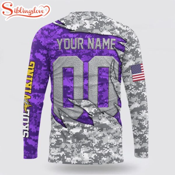 Custom Name And Number NFL Minnesota Vikings Camo US 3D Sweatshirt Gift For Fans