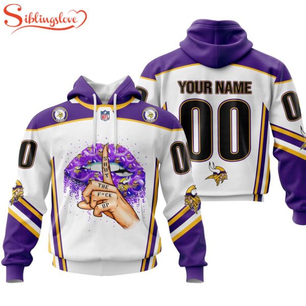 Custom Name And Number NFL Minnesota Vikings Lips All Over Print Hoodie