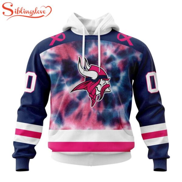 Custom Name And Number NFL Minnesota Vikings Pink Fight Breast Cancer Hoodie