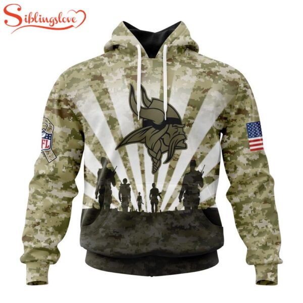 Custom Name And Number NFL Minnesota Vikings Salute To Service Honor Veterans Hoodie