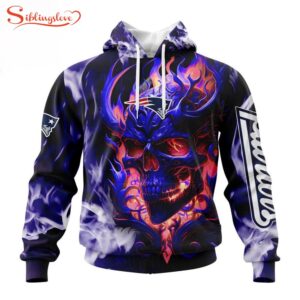 Custom Name And Number NFL New England Patriots Skull Happy Halloween 3D Hoodie Shirt