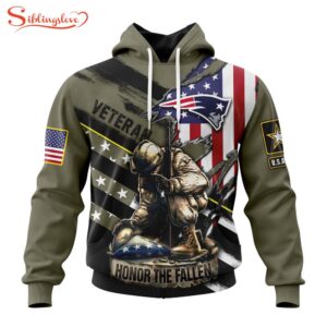 Custom Name And Number NFL New England Patriots Veterans Honor The Fallen 3D Hoodie Shirt