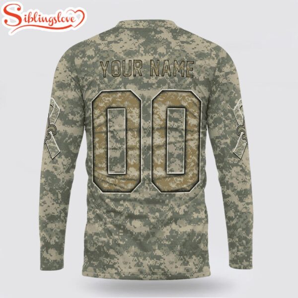 Custom Name And Number NFL New Orleans Saints Camo Mascot 3D Sweatshirt Gift For Fans