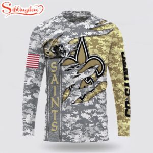 Custom Name And Number NFL New Orleans Saints Camo US All Over Print SweatShirt