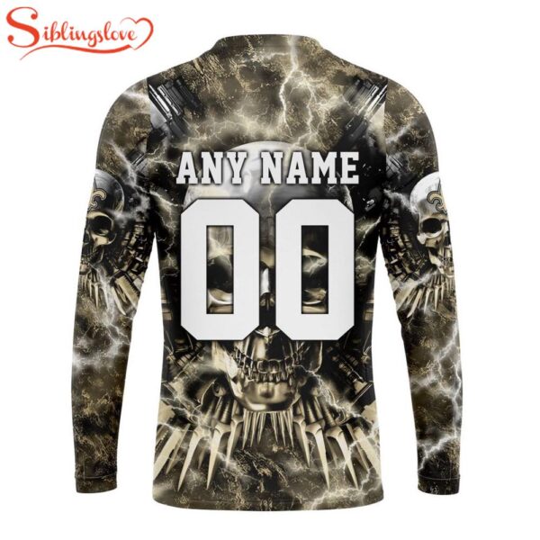 Custom Name And Number NFL New Orleans Saints Expendables Skull Halloween 3D Sweatshirt