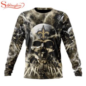 Custom Name And Number NFL New Orleans Saints Expendables Skull Halloween 3D Sweatshirt