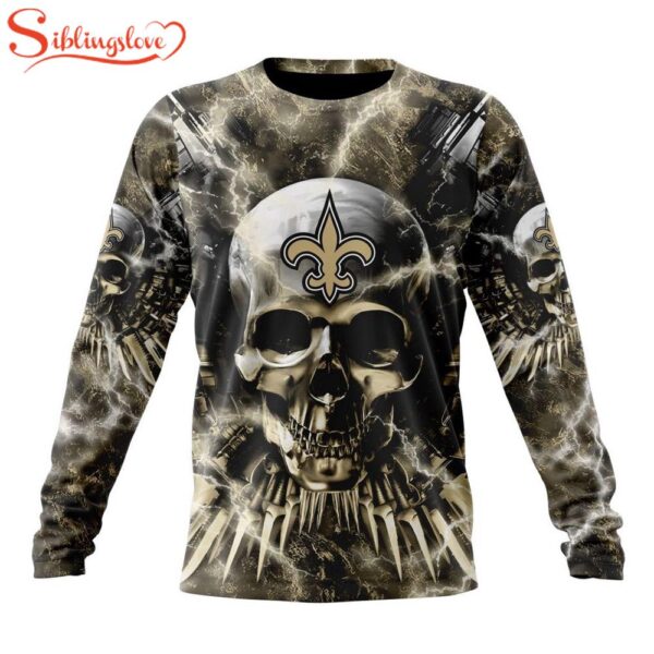 Custom Name And Number NFL New Orleans Saints Expendables Skull Halloween 3D Sweatshirt