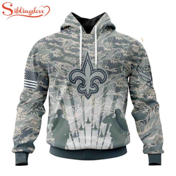 Custom Name And Number NFL New Orleans Saints Honor US Air Force Veterans 3D Hoodie Shirt