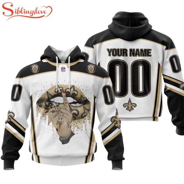 Custom Name And Number NFL New Orleans Saints Lips All Over Print Hoodie