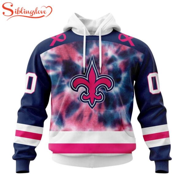 Custom Name And Number NFL New Orleans Saints Pink Fight Breast Cancer Hoodie