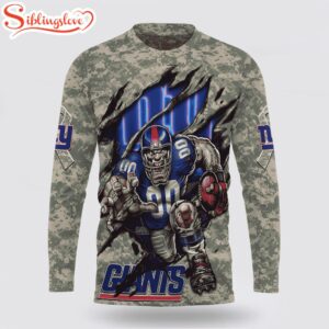 Custom Name And Number NFL New York Giants Camo Mascot All Over Print SweatShirt