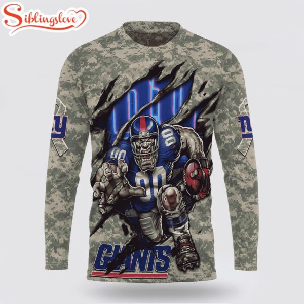 Custom Name And Number NFL  New York Giants Camo Mascot 3D Sweatshirt Gift For Fans