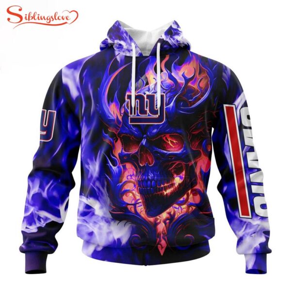 Custom Name And Number NFL New York Giants Skull Happy Halloween 3D Hoodie Shirt