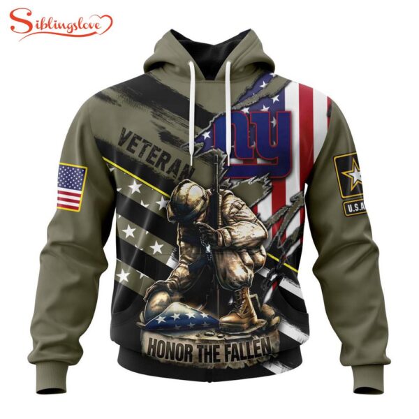 Custom Name And Number NFL New York Giants Veterans Honor The Fallen 3D Hoodie Shirt