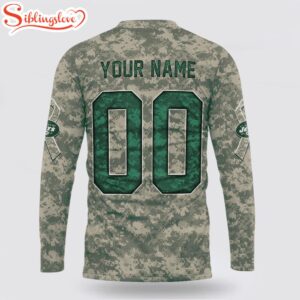 Custom Name And Number NFL New York Jets Camo Mascot All Over Print SweatShirt