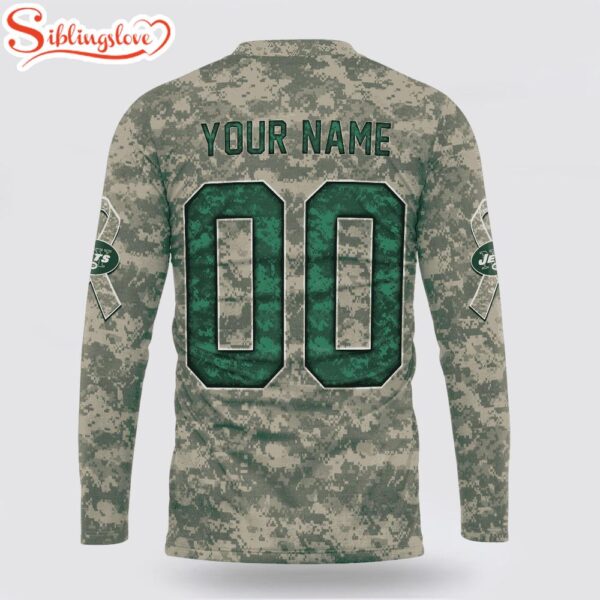 Custom Name And Number NFL New York Jets Camo Mascot 3D Sweatshirt Gift For Fans