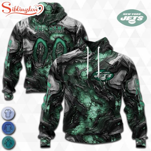 Custom Name And Number NFL New York Jets Lava Pattern 3D Hoodie Shirt