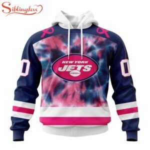 Custom Name And Number NFL New York Jets Pink Fight Breast Cancer Hoodie