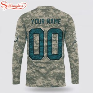 Custom Name And Number NFL Philadelphia Eagles Camo Mascot All Over Print SweatShirt