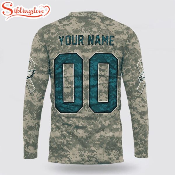 Custom Name And Number NFL  Philadelphia Eagles Camo Mascot 3D Sweatshirt Gift For Fans