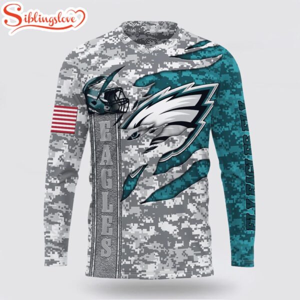 Custom Name And Number NFL Philadelphia Eagles Camo US 3D Sweatshirt Gift For Fans