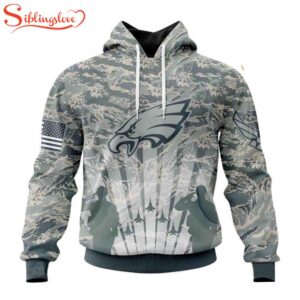 Custom Name And Number NFL Philadelphia Eagles Honor US Air Force Veterans 3D Hoodie Shirt