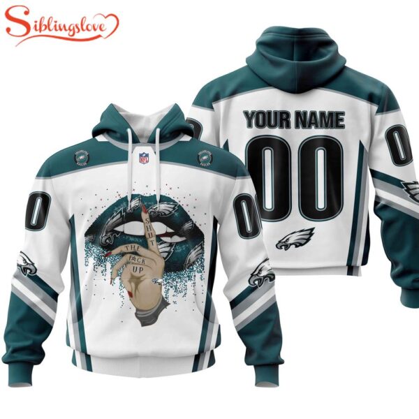 Custom Name And Number NFL Philadelphia Eagles Lips All Over Print Hoodie