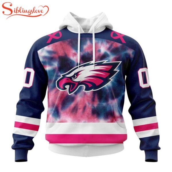 Custom Name And Number NFL Philadelphia Eagles Pink Fight Breast Cancer Hoodie