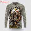 Custom Name And Number NFL  Pittsburgh Steelers Camo Mascot 3D Sweatshirt Gift For Fans