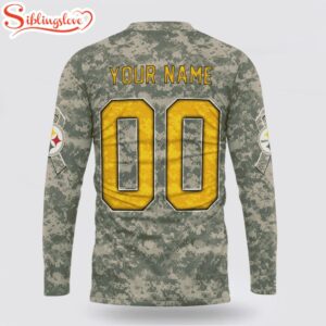 Custom Name And Number NFL Pittsburgh Steelers Camo Mascot All Over Print SweatShirt