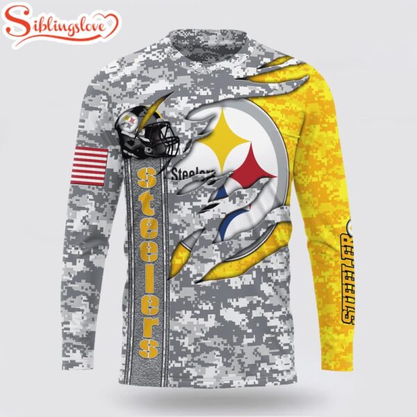 Custom Name And Number NFL Pittsburgh Steelers Camo US 3D Sweatshirt Gift For Fans