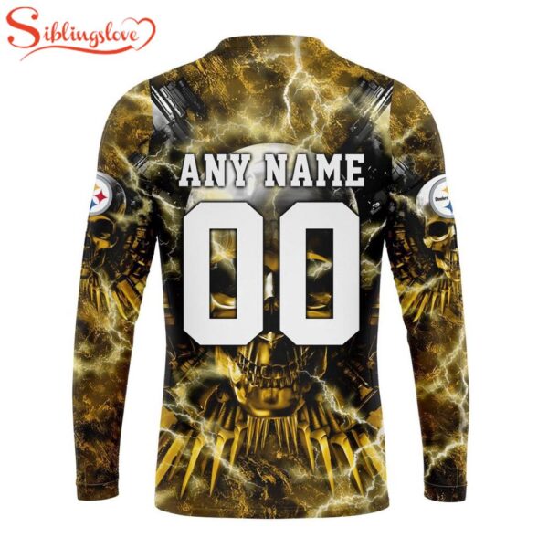 Custom Name And Number NFL Pittsburgh Steelers Expendables Skull Halloween 3D Sweatshirt