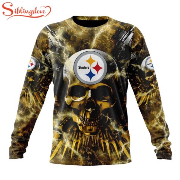 Custom Name And Number NFL Pittsburgh Steelers Expendables Skull Halloween 3D Sweatshirt