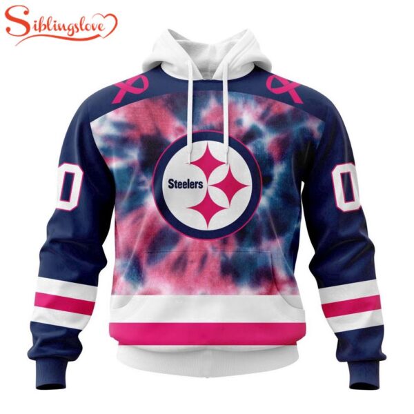 Custom Name And Number NFL Pittsburgh Steelers Pink Fight Breast Cancer Hoodie