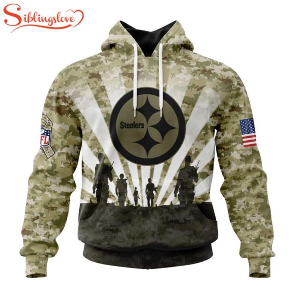 Custom Name And Number NFL Pittsburgh Steelers Salute To Service Honor Veterans Hoodie